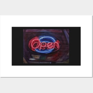 Open Neon Sign Posters and Art
